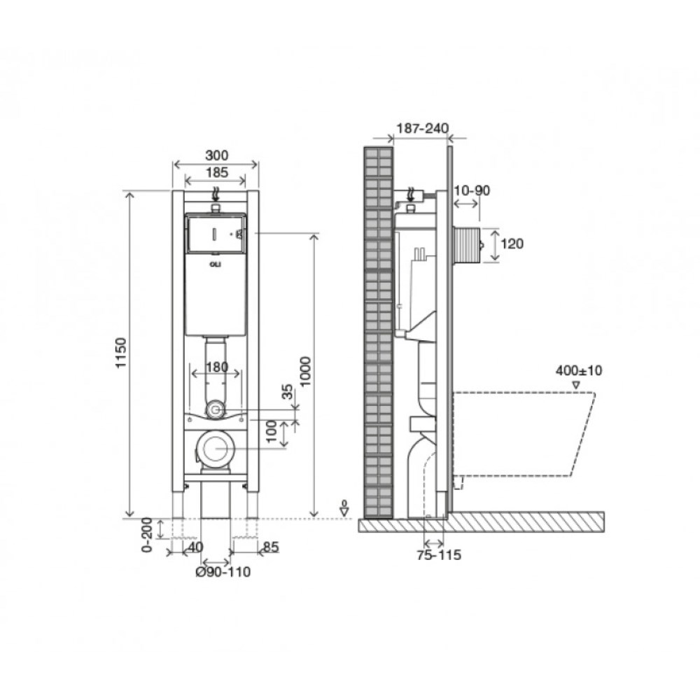 Инсталляция Oli Quadra Plus Sanitarblock пневматическая для скрытого монтажа унитаза 141945 Инсталляция Oli Quadra Plus Sanitarblock пневматическая для скрытого монтажа унитаза 141945 — изображение 4